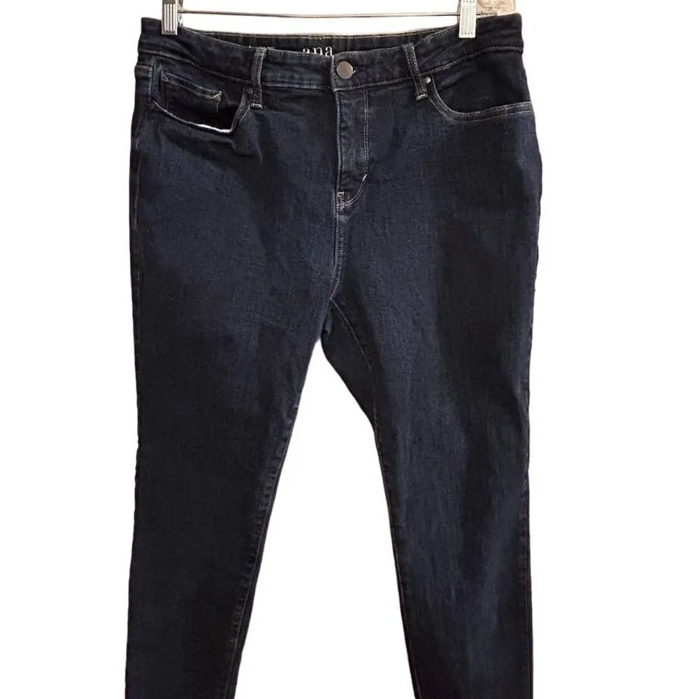 ANA Women's Size 14 Mid-Rise Skinny Jeans Dark Blue Denim - Image 2