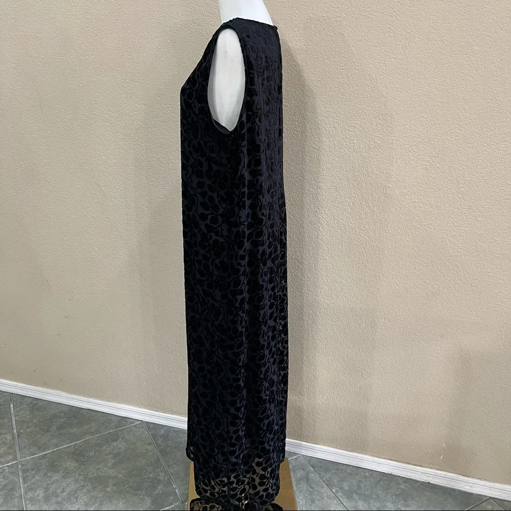 Women’s Vintage DRESSING CLIO Size Large Midi Goth Grunge Dark Romantic Dress Black - Image 3