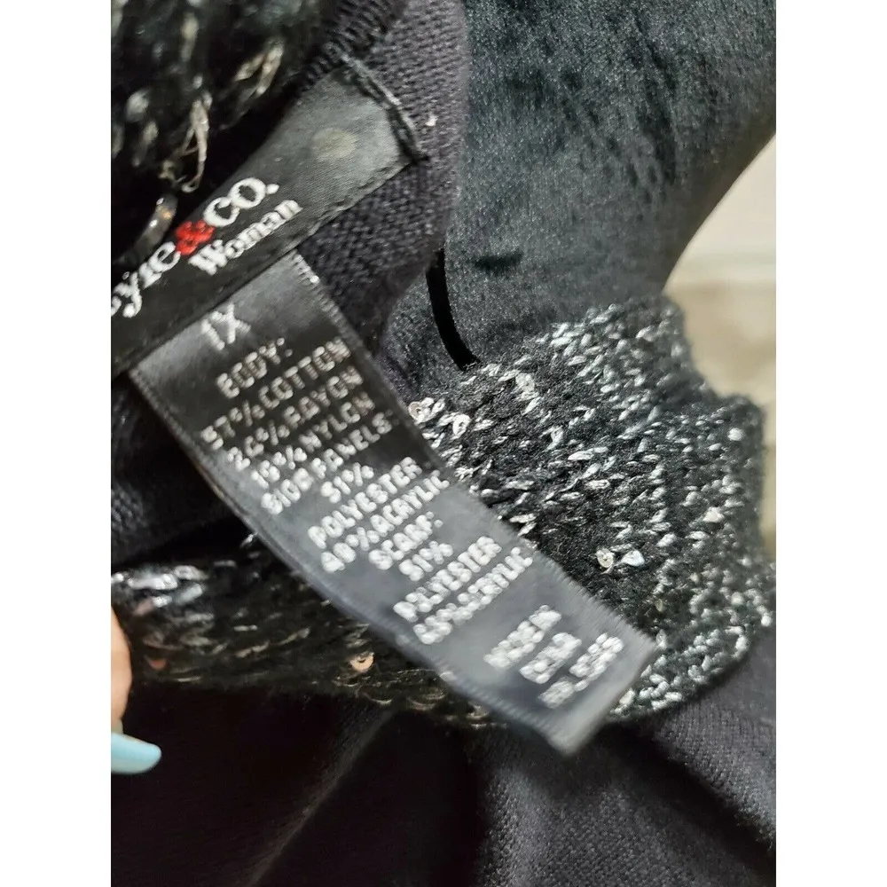 Style&Co. Women's Black Cotton/Rayon Long Sleeve With Shawl & Sweater Size 1X - Image 9