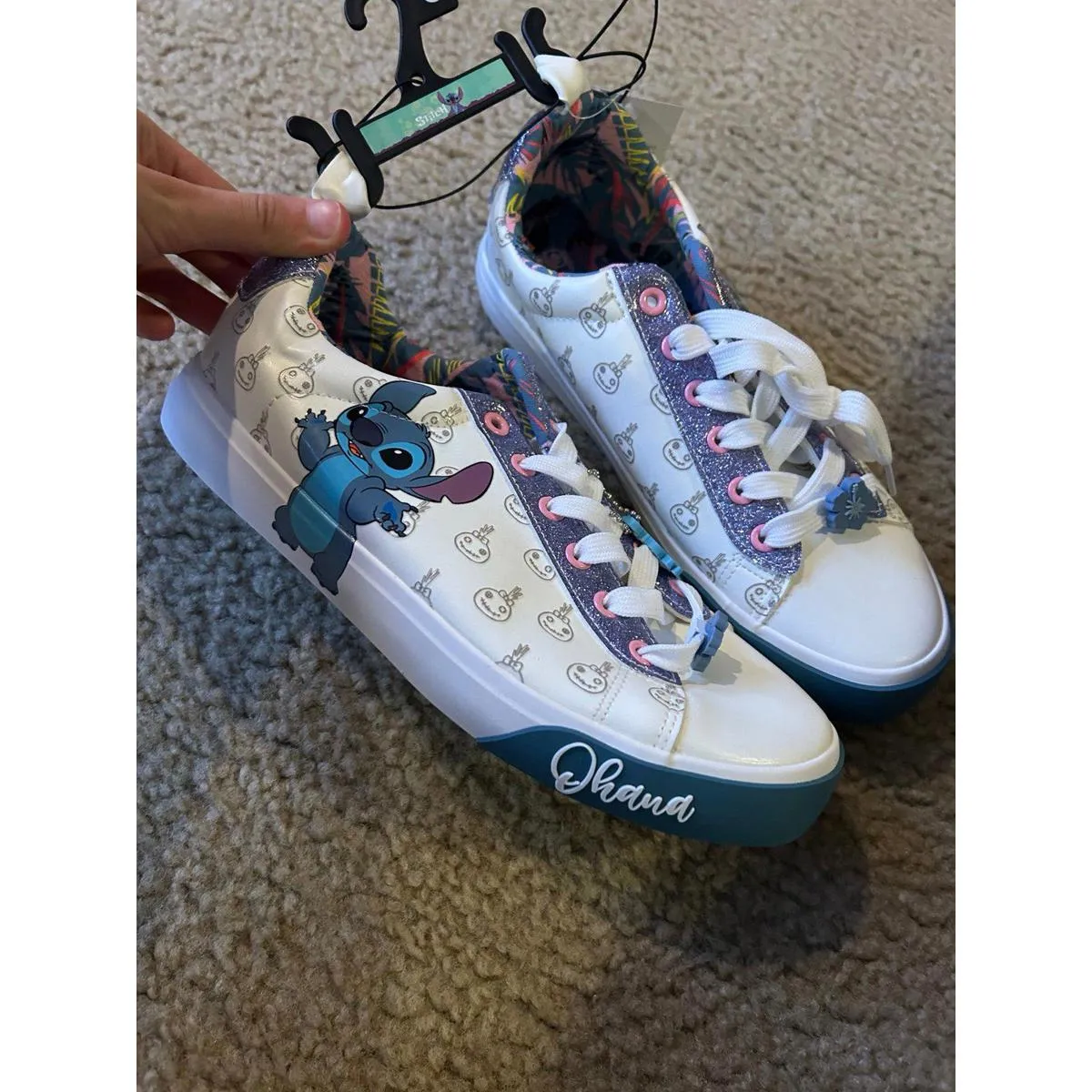 Disney Lilo & Stitch Womes 8 Stitch Low Top Court Sneakers Blue - Image 2