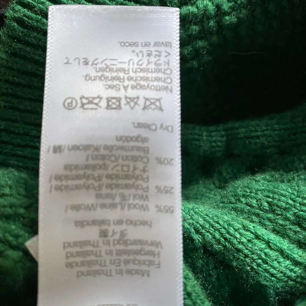 Cable Knit Wool Blend Cropped Varsity Green Cardigan XS - Image 10