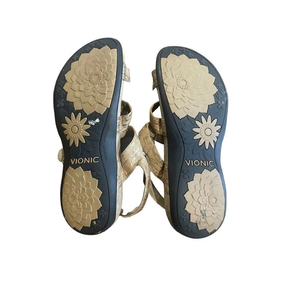 Vionic AMBER ADJUSTABLE SANDAL size US 9 in Gold Cork - Image 5