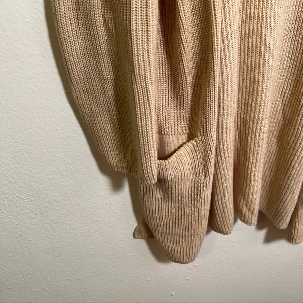 Old Navy Long Line Cardigan Textured Oatmeal Heather Beige SP - Image 5