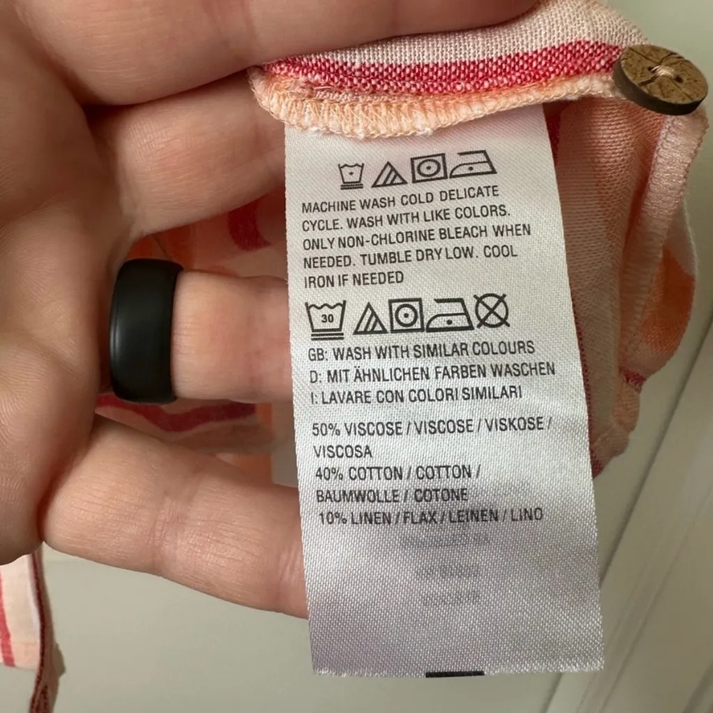 AnyBody Short Sleeve Button Front Linen Blend Camp Shirt Size S - Image 9