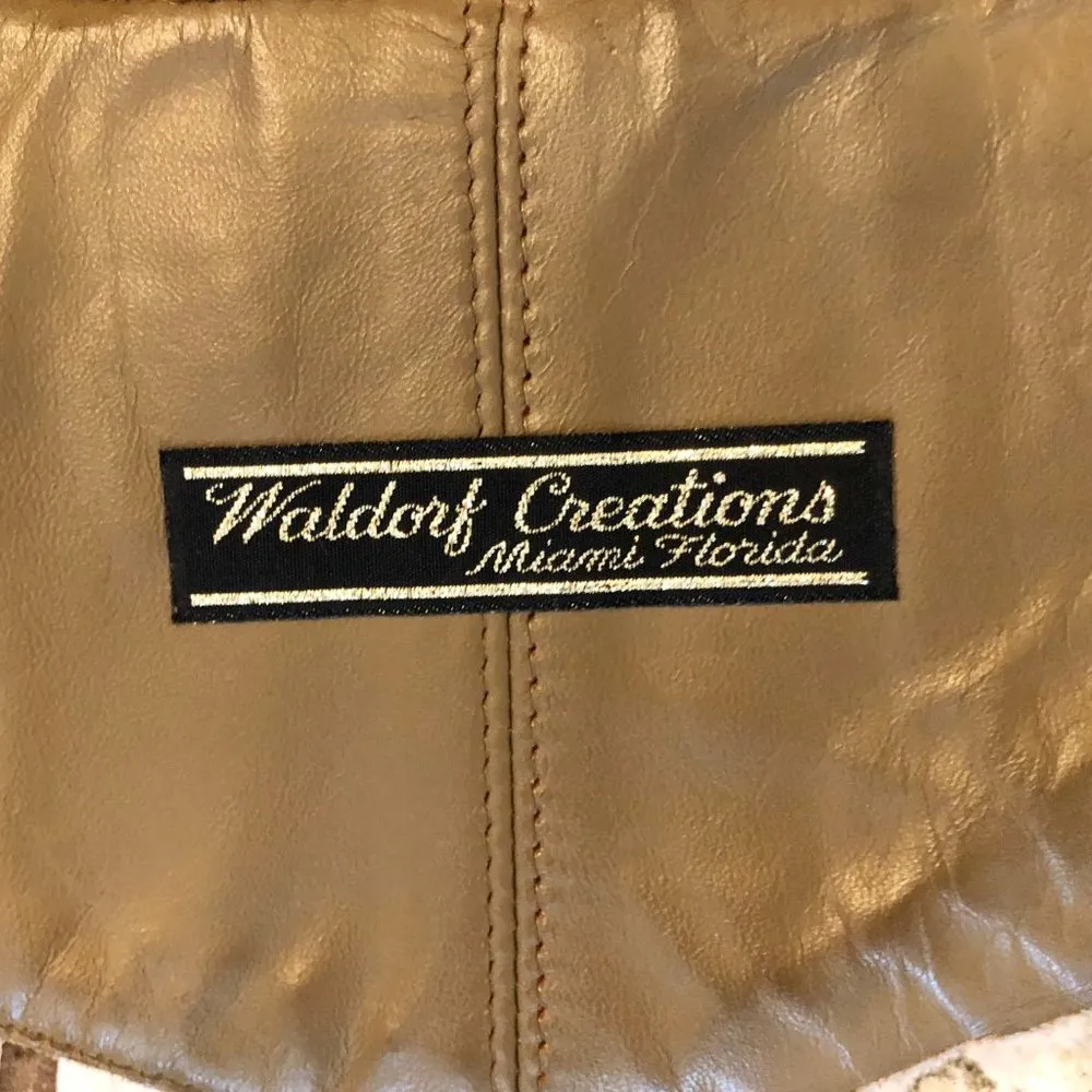 Vintage Waldorf Creations Belt Womens Leather Green Cream Ivory Wearable Art New - Image 5