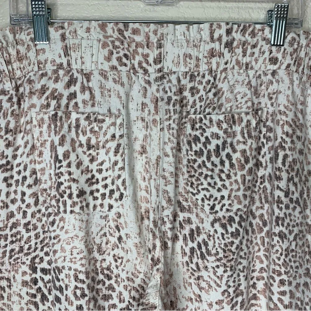 Rewash Linen Blend Animal Print Wide Leg Pull On Pants - Image 7
