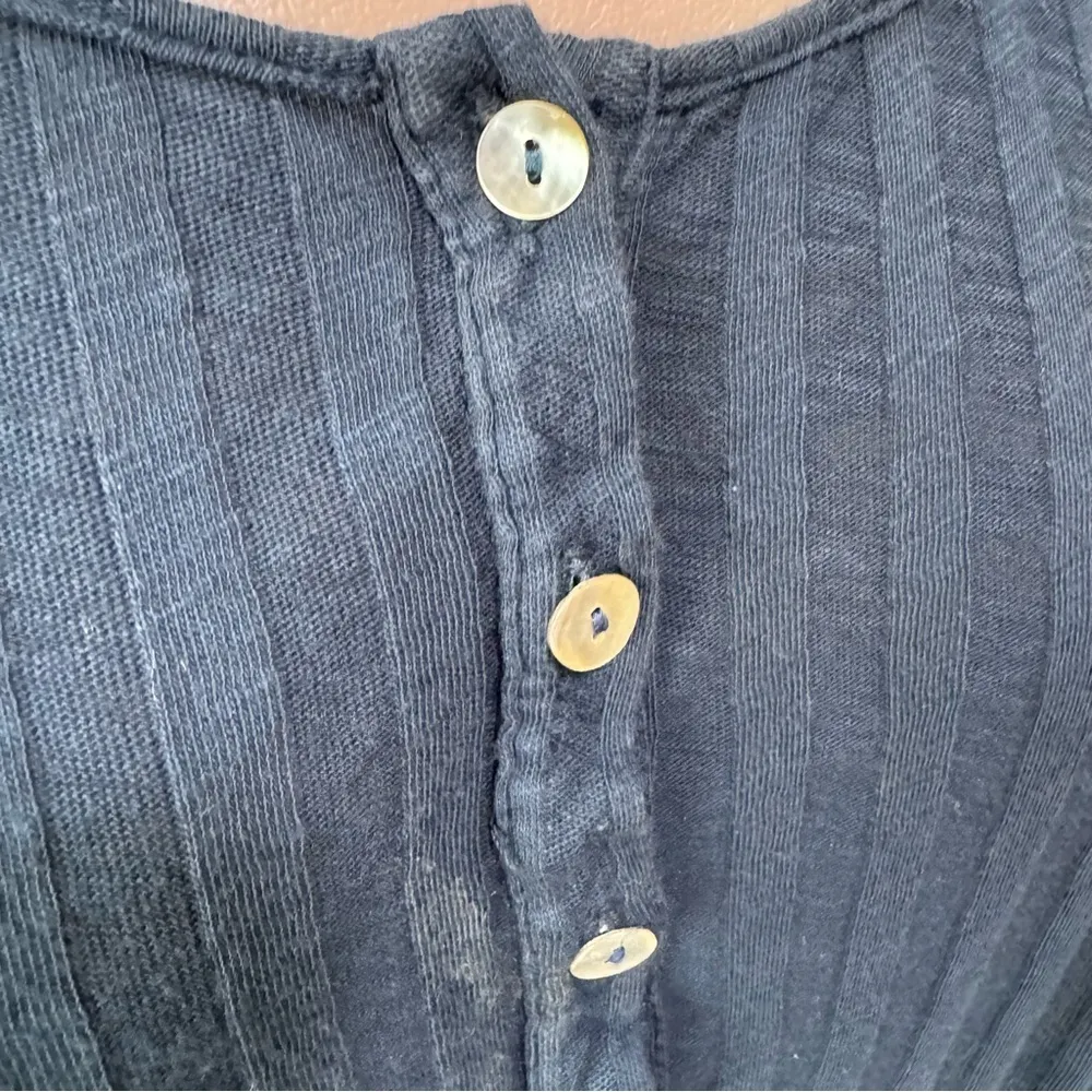 FP Beach Free People Navy Blue Long Sleeve Dress Large Ribbed Buttons - Image 3