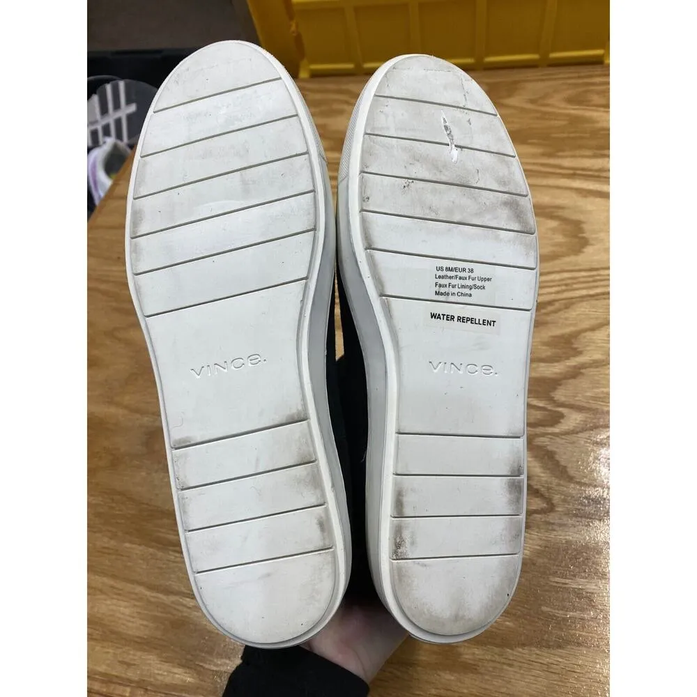 Vince Norman 2 Chelsea Ankle Boots Women's 8 M Black Suede Slip-On Fur Trim S62 - Image 8