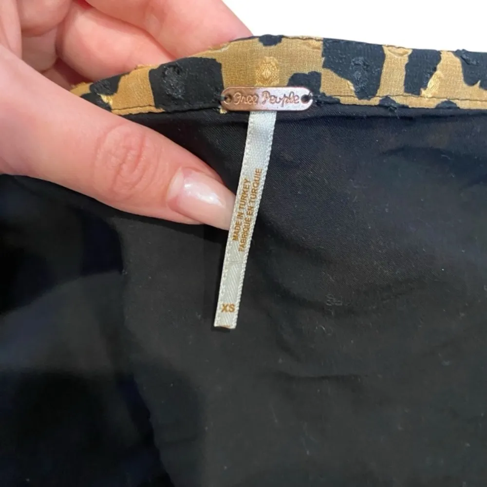 Free People Frenchie Leopard Print Georgette Mini Wrap Dress Boho Ruffle XS - Image 10