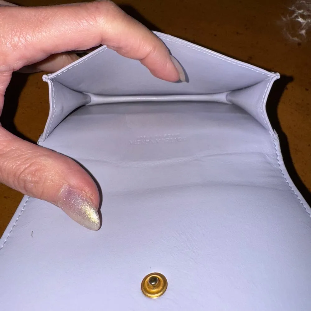 Bottega Veneta Maxi Intrecciato Card Holder Small Wallet Purple Lambskin - Image 2