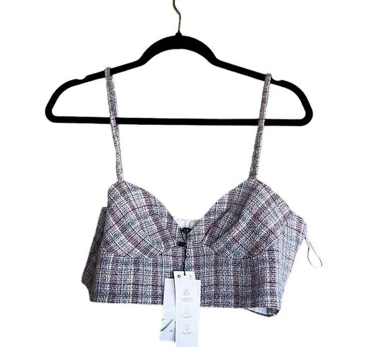 NWT ZARA CHECKERED CORSET CROP TOP BLOGGERS FAV LARGE - Image 13