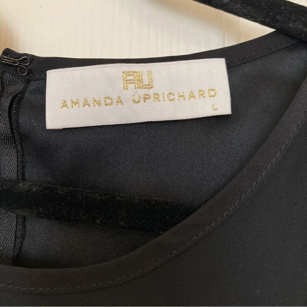 AMANDA UPRICHARD Revolve Silk Mesh Panels Sleeveless Black Sheath Dress Large - Image 6