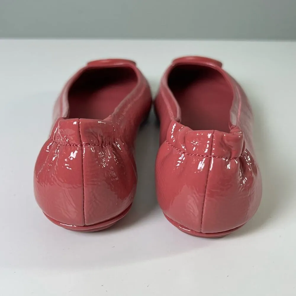 Tory Burch Pink Patent Leather Minnie Travel Ballet Flats Washed Berry 6 - Image 8