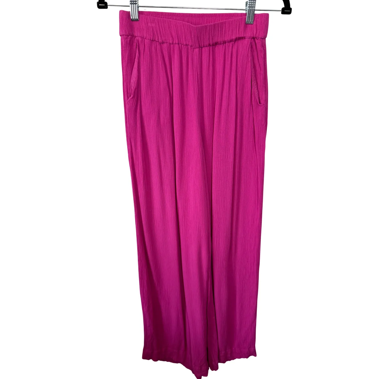 Boden Wide Leg Gauze Pants Fuchsia Pink Elastic Waist Size 4 - Image 4