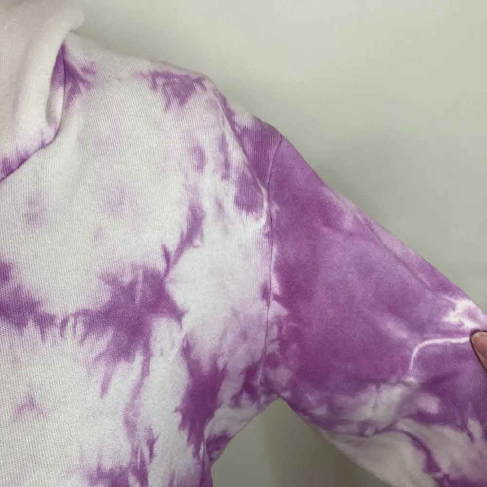 Aviator Nation hand dyed white and purple tie dye raw neck hoodie size XS - Image 11
