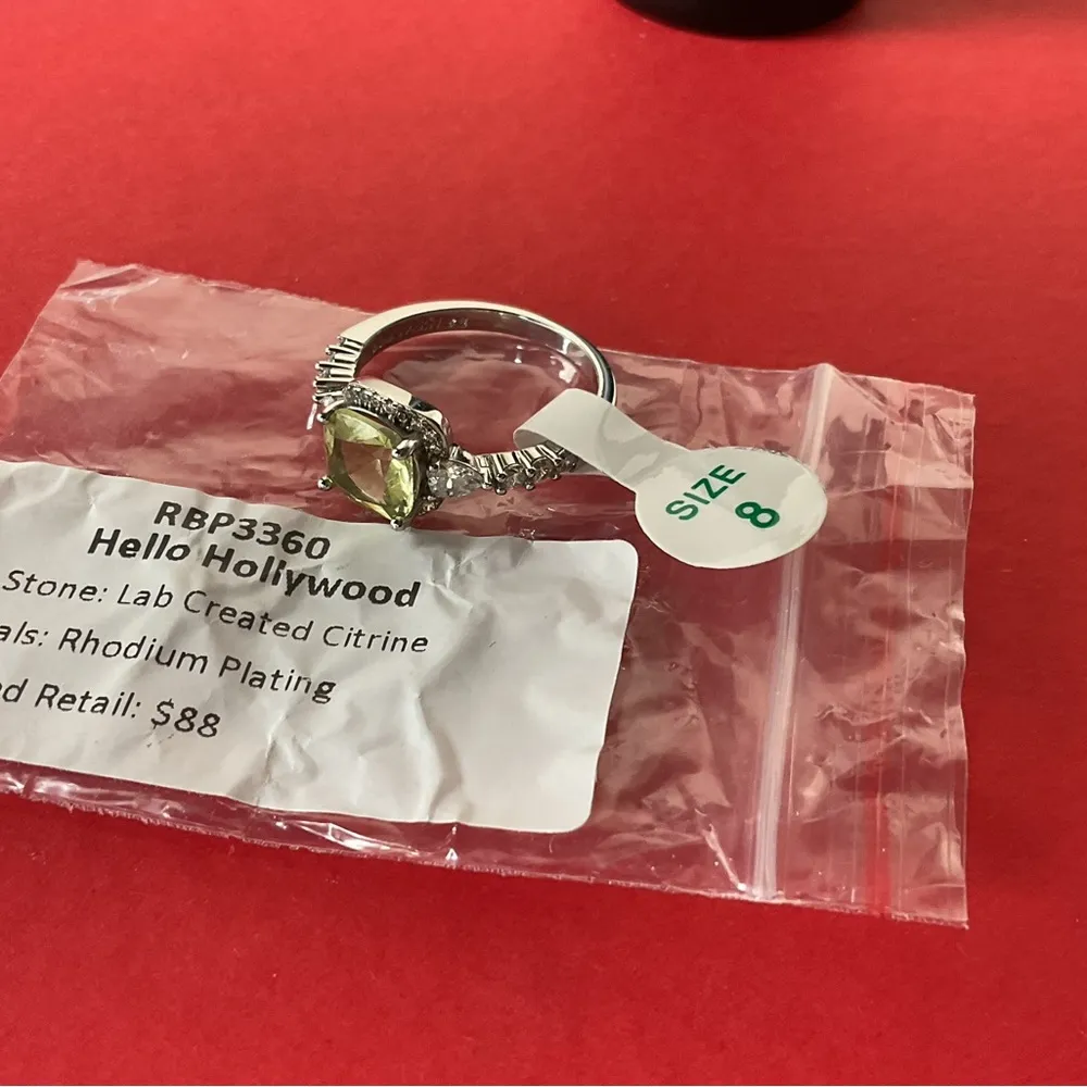 Bomb Party RBP3360 “Hello Hollywood” LC Citrine on Rhodium Size 8 Ring NWT - Image 5