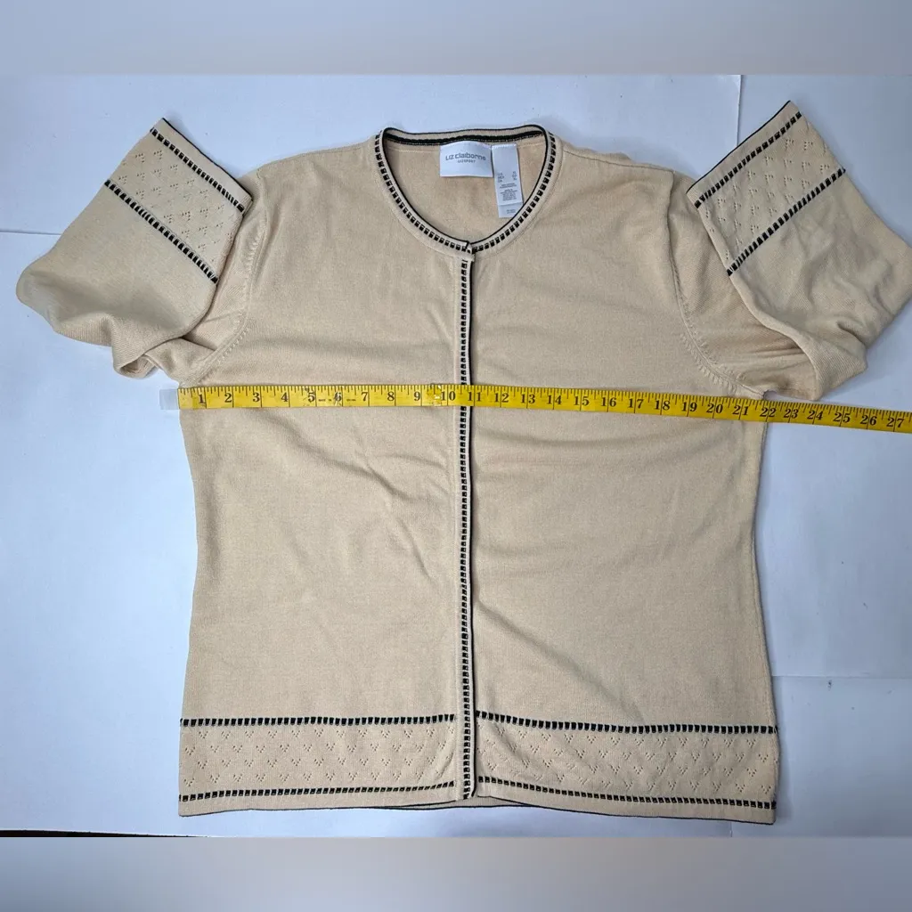 Vtg Liz Claiborne Lizsport Womens Size XL Y2k Snaps Sweater Cardigan Classic Tan - Image 3