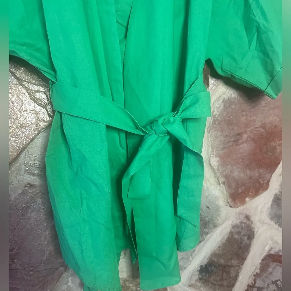 Commense Oversized Linen Tied Two Piece Pants Set size medium Green - Image 4