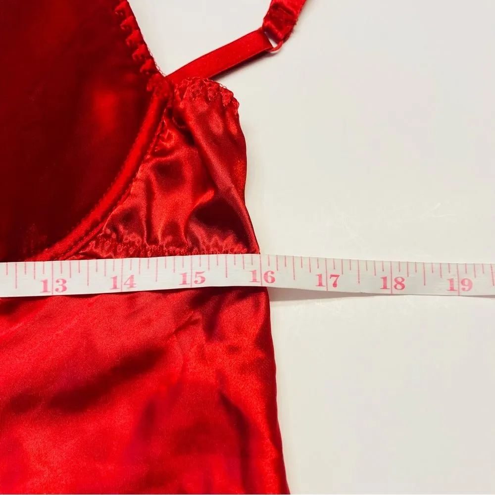 Fredrick’s‎ Of Hollywood Teddy Slip Satin Lace Silky Lingerie Gown Size 38 Red Pink Size L - Image 10