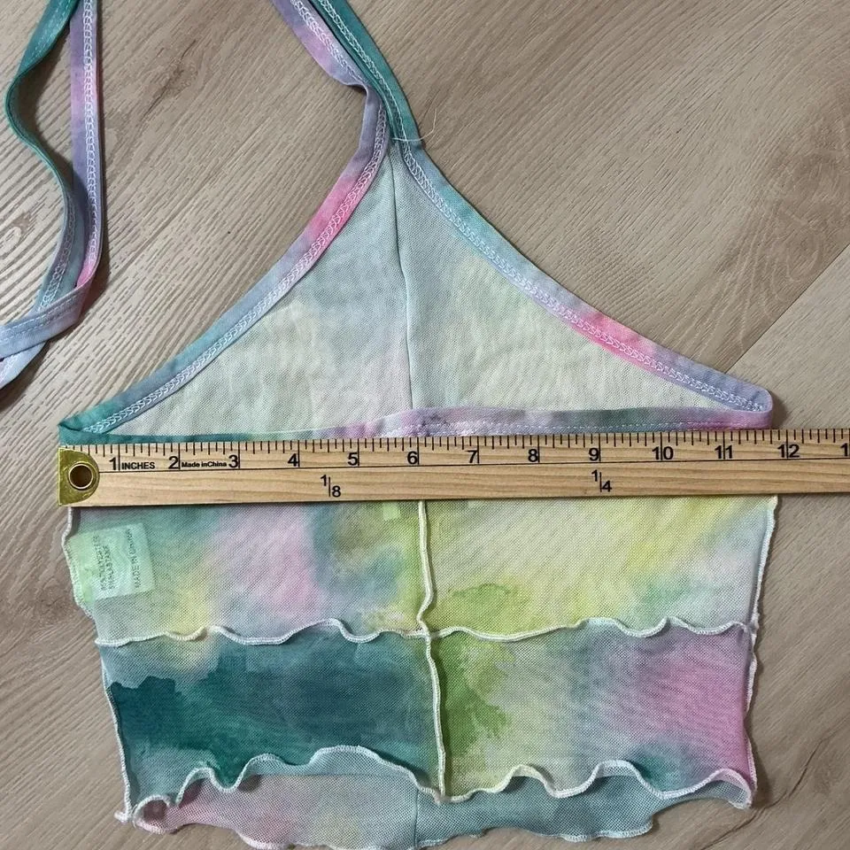 Princess Polly Watercolor Halter Top Tie Strap Sleeveless Crop Top Festival Rave - Image 3