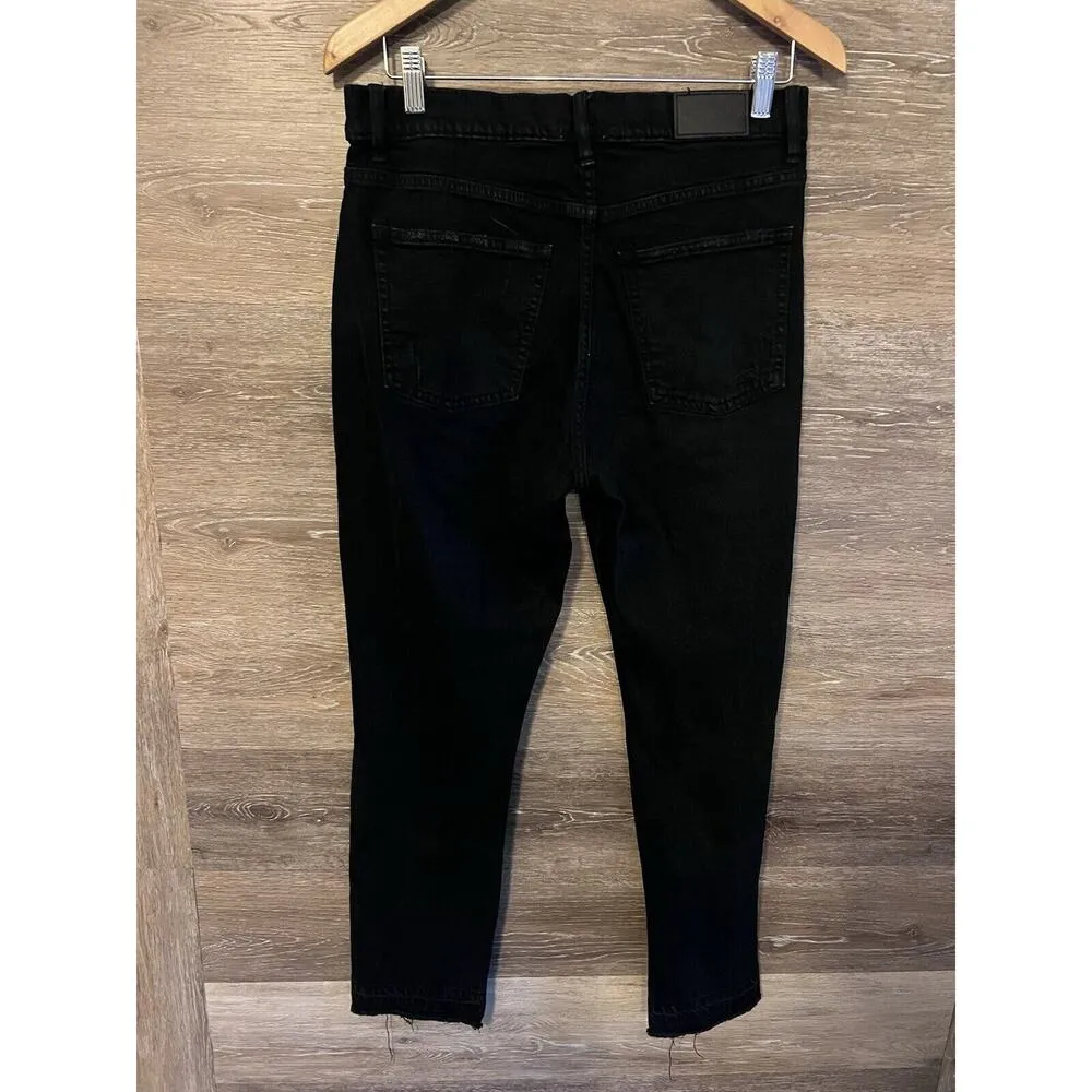 Pistola Nico Mom Straight Leg Jeans Size 28 Black Distressed Hem Butterfly - Image 8