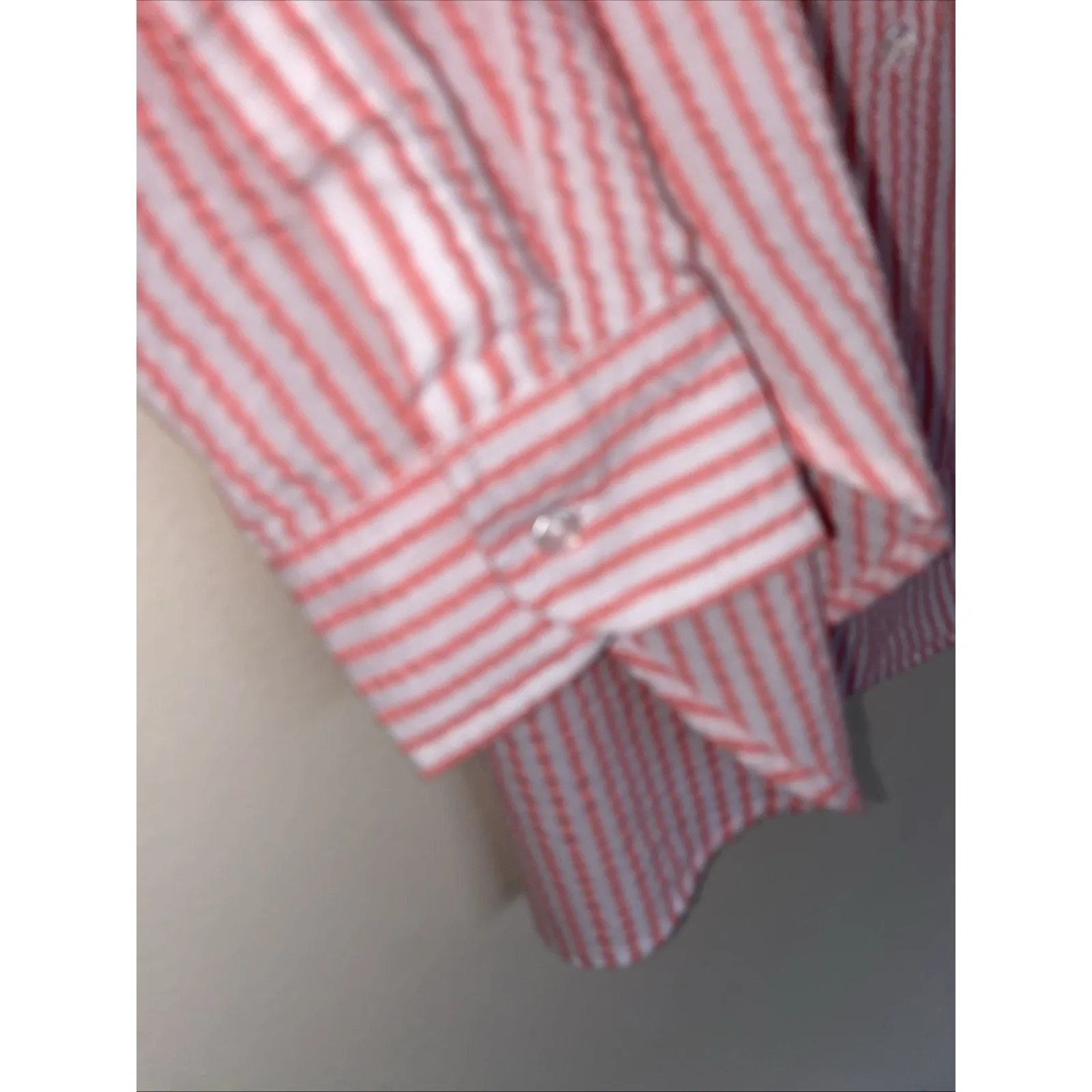 Time & Tru Maternity Coral White‎ Seersucker Striped Button Up Shirt XL 16 - Image 3