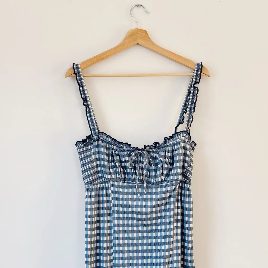 Free People Lucinda Plaid Womens Midi Dress Indigo - Image 9