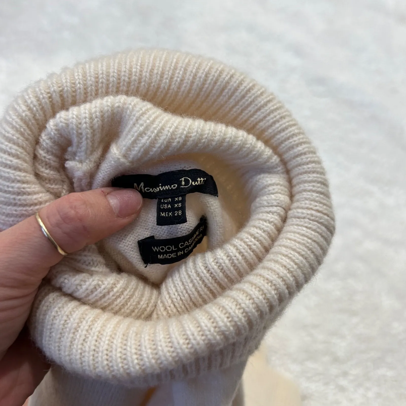 Massimo Dutti Womens Biege Wool Cashmere Blend Turtleneck Sweater Sz XS Soft Grl - Image 5