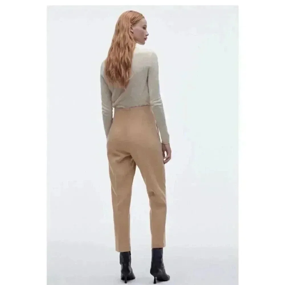 ZARA High Waisted High Rise Viscose Blend Taupe Beige Women’s Pants SZ  S #2013 - Image 2