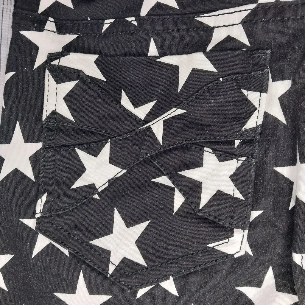 Royal Bones By Tripp NYC Black White Star Split Leg Punk Goth Skinny Jeans - Image 10