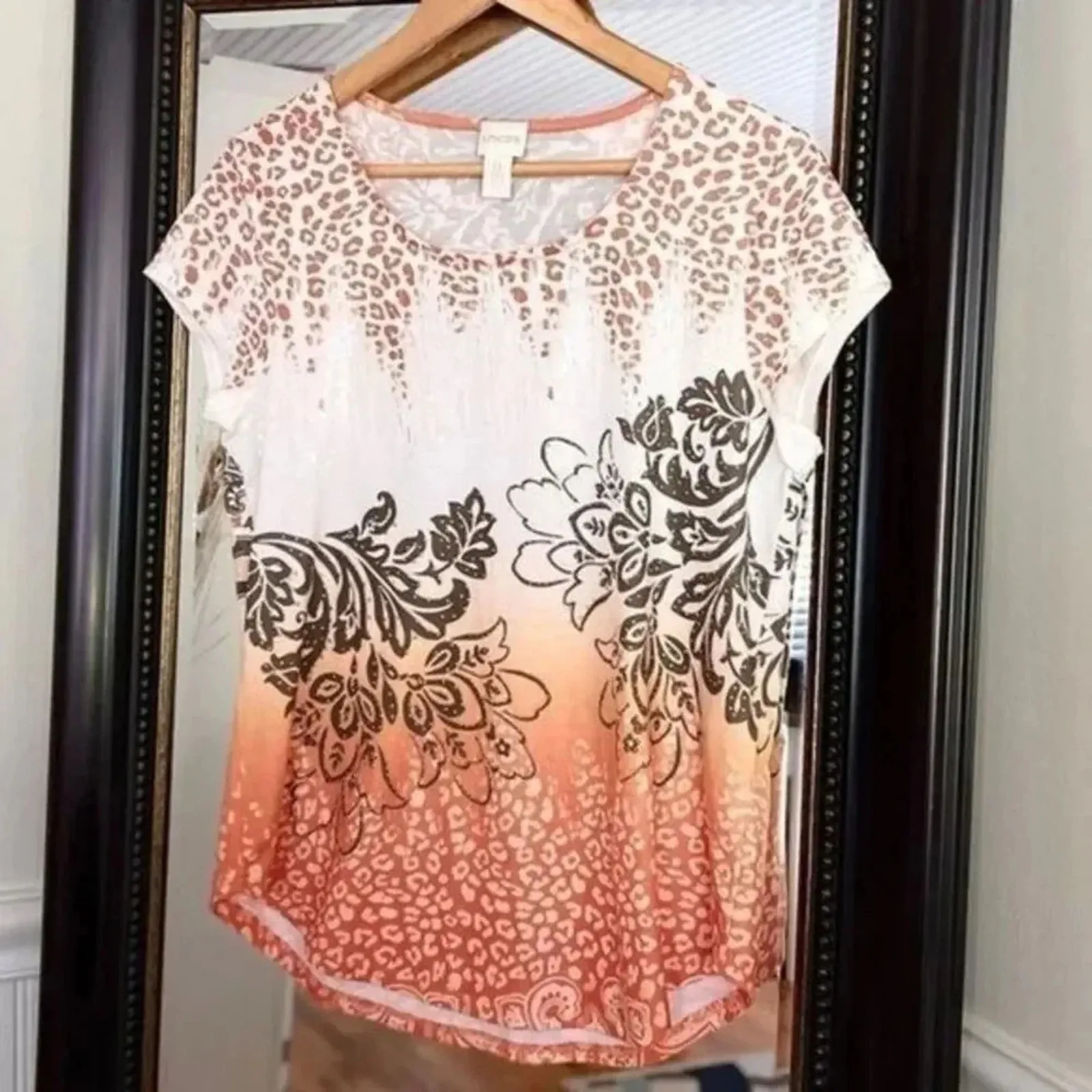 CHICO’S SEQUINS SHIRT‎ Size Small Orange - Image 5