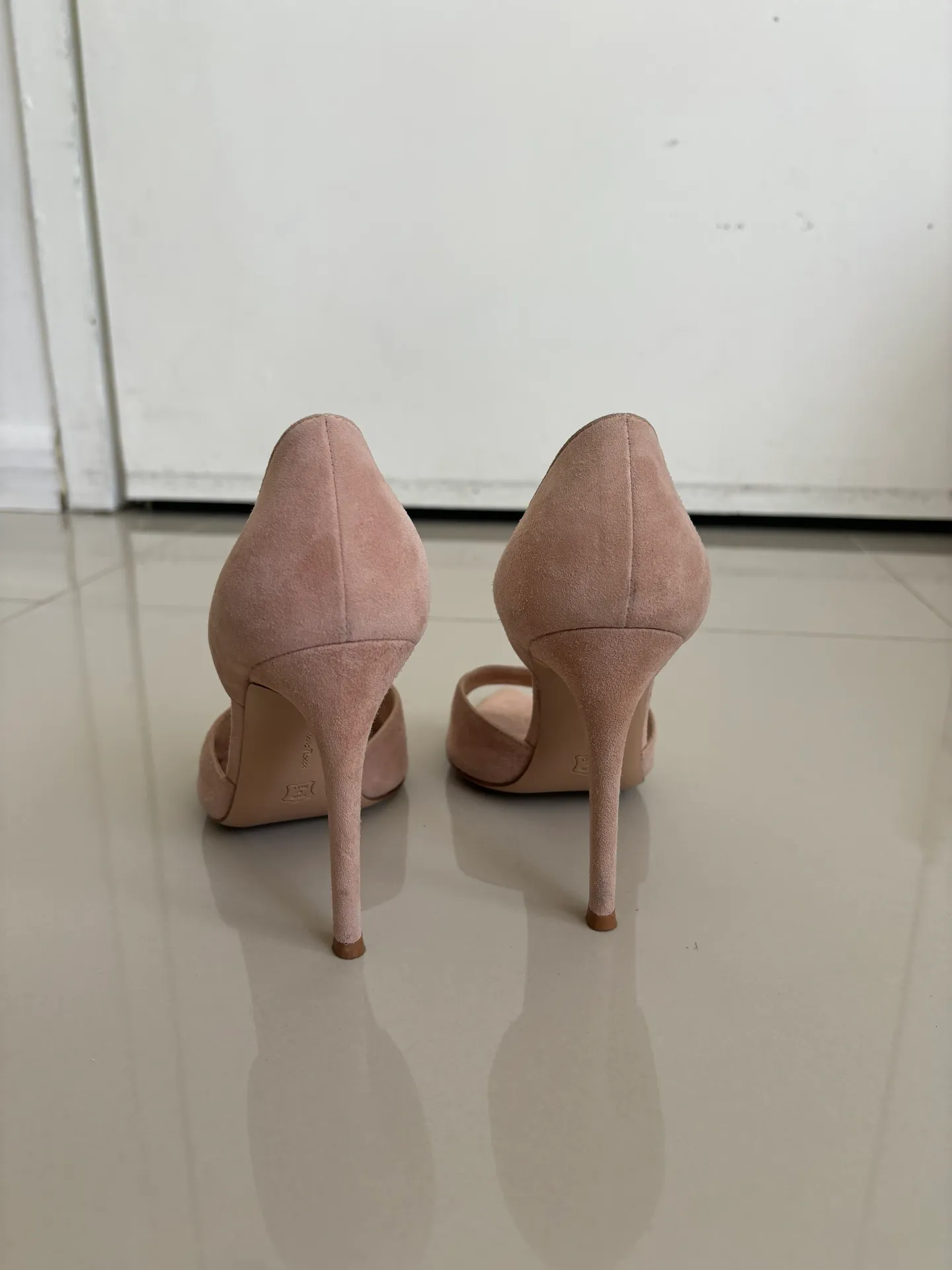 $775  100% Suede Peep Toe Pump Heels 105mm Size EU 37 - Image 7