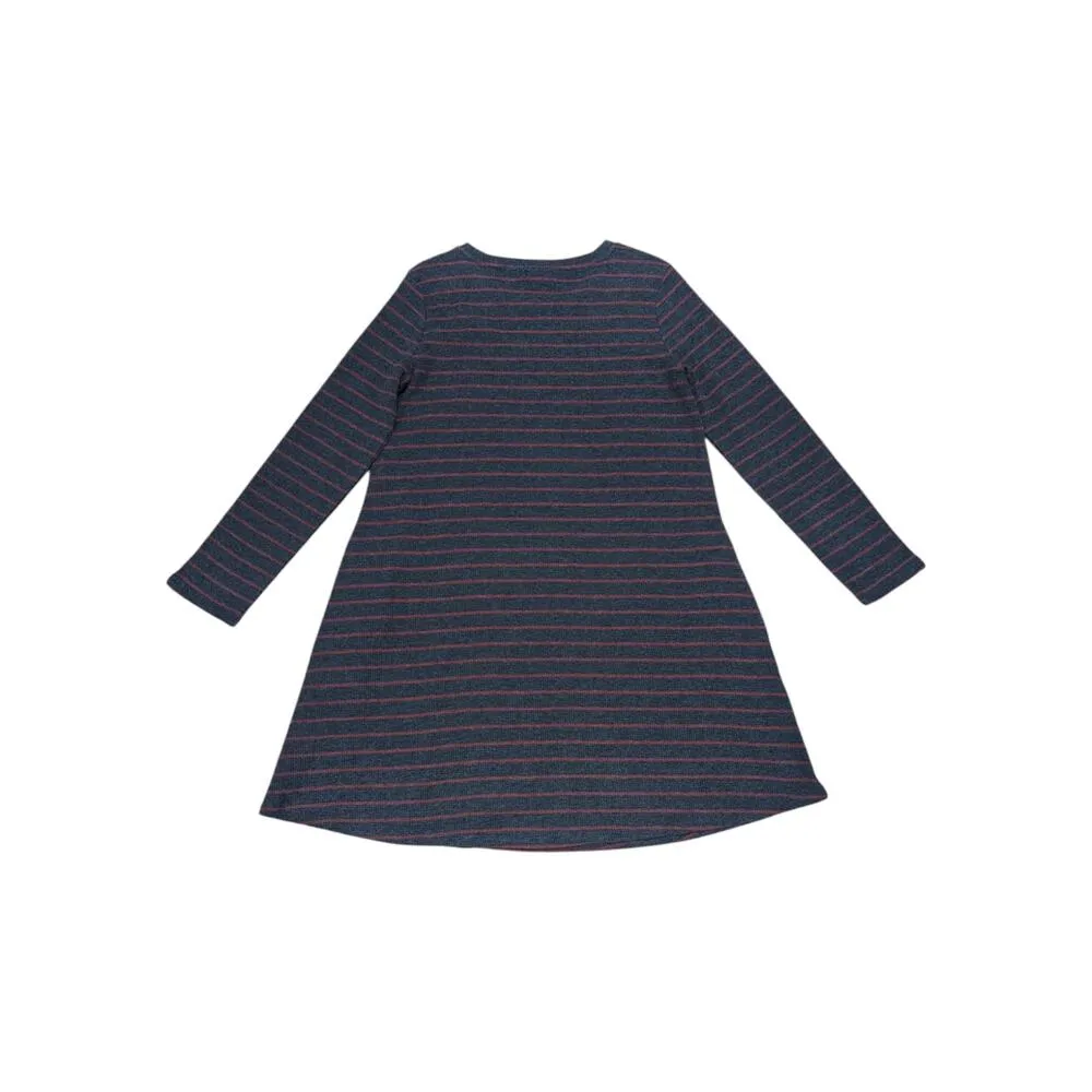 Toad and Co Foothill Long Sleeve Swing Dress Striped Navy Blue Red Womens Large - Image 2