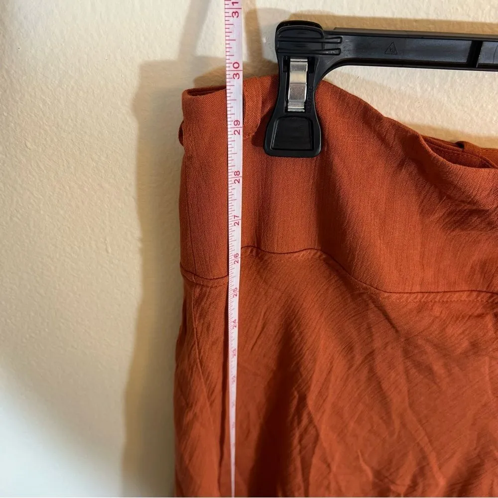 For Days Women's Midi Layered Wrap Skirt Burnt Rustic Orange Viscose Small - Image 8