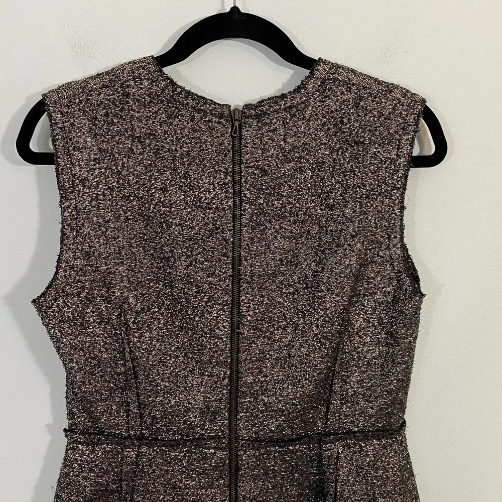 Lanvin River 2011 Women's Gold & Silver Tweed Sheath Dress Size 42 - Image 5