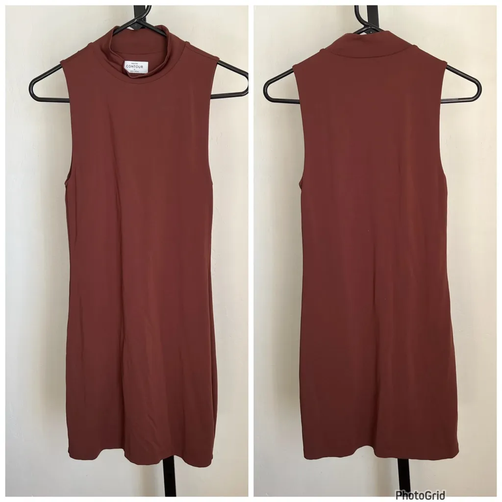 Aritzia Babaton Countour Brown Dress Mock Neck Medium - Image 2