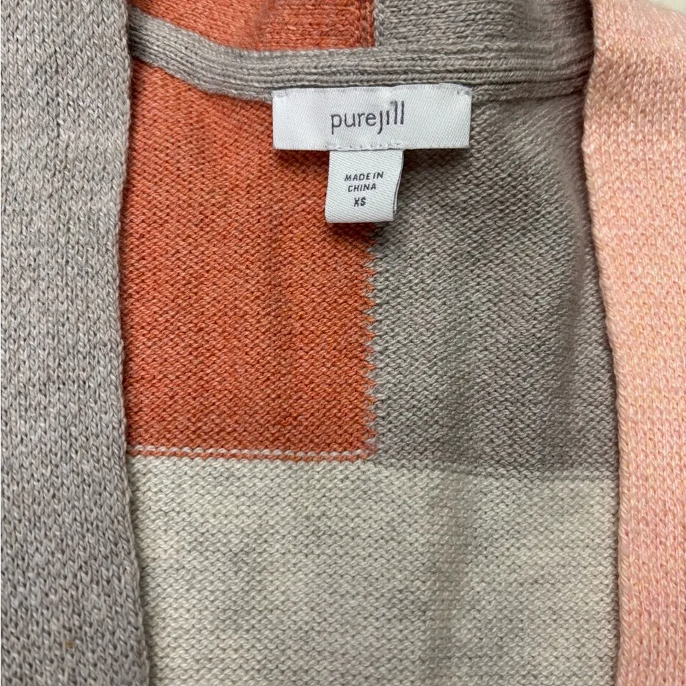 J.Jill Pure Women's V-Neck Cardigan Size XS Multi-Color Block Pockets Relaxed - Image 5