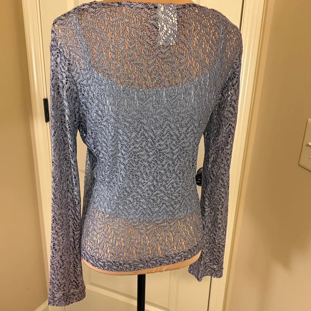 Anxiety Cafe Vintage Blue Crocheted Lace Women's Top w/ camisole size M Size M - Image 4