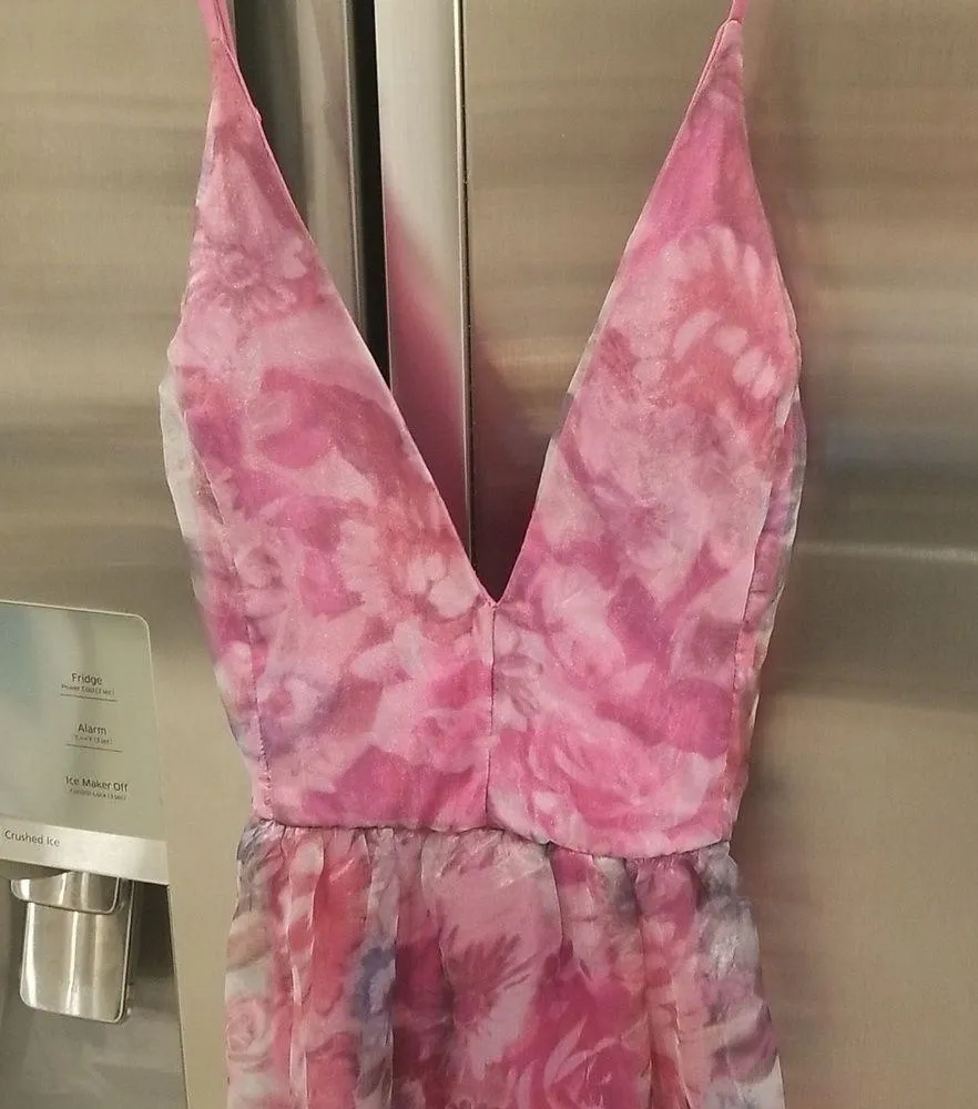 💕LULUS💕 Bloom Wildly Magenta Floral Organza Maxi Dress ~ Floral Print M NWT - Image 14