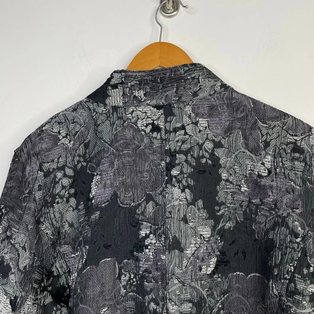 Chicos Black Purple Gray Silver Floral Chenille Sparkle Jacket Womens 3 XL 16 18 - Image 8