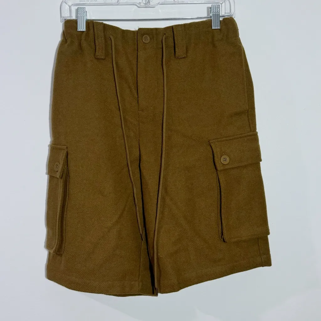 NWOT Free People Charli Wool Longline Cargo Shorts In Bronze‎ Brown Size XS - Image 2