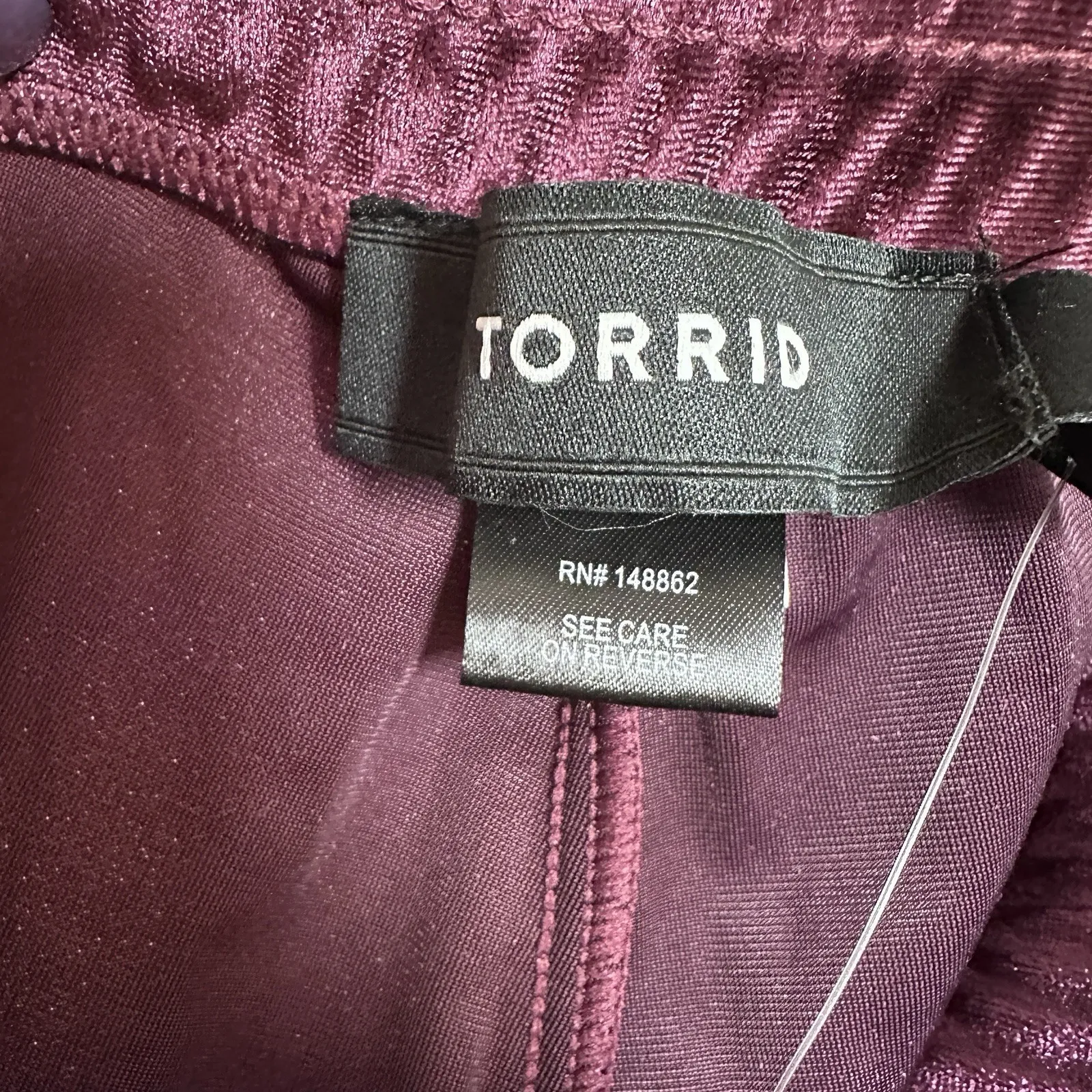 Torrid Womens Velour Tie Front Joggers 1X Burgundy Plush Velvet Lounge Pants - Image 5