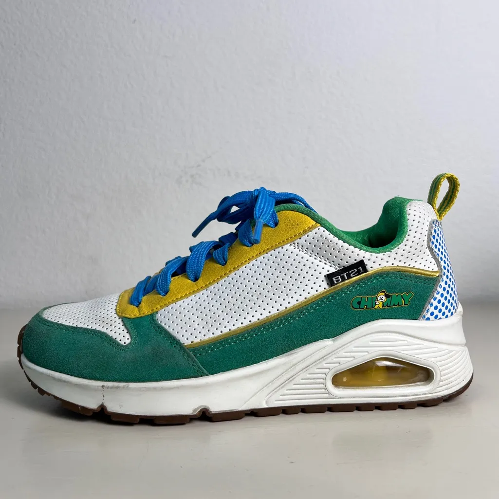 Skechers x BT21 Chimmy Sneakers Green Yellow White Lace‎ Up Shoes US 6 K-Pop BTS - Image 7