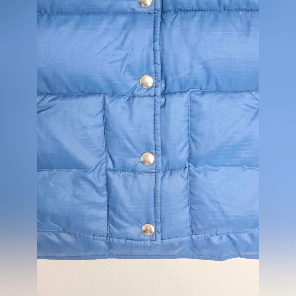 Vintage 1970s L.L. Bean Blue Down Puffer Snap Button Vest size small - Image 5