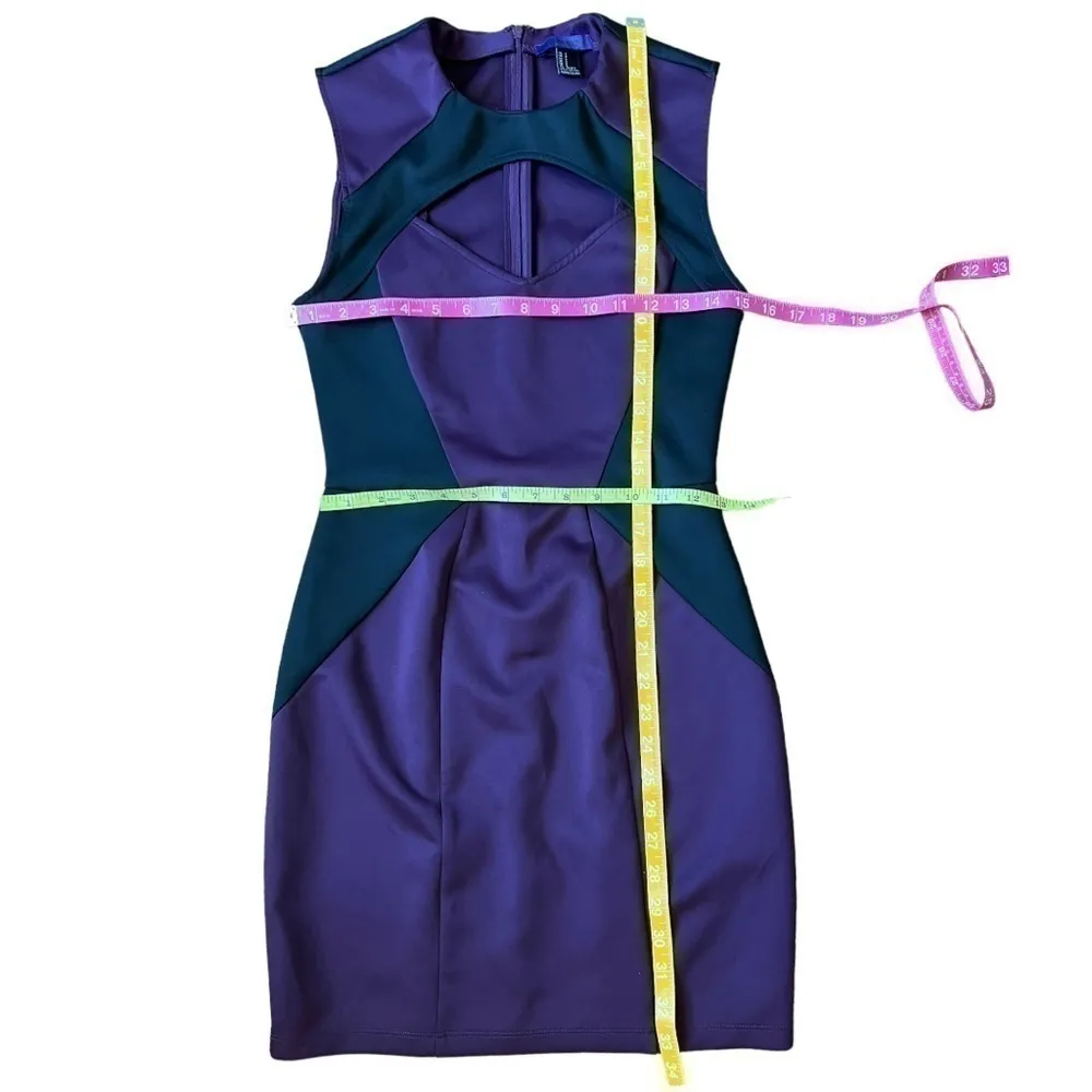 FOREVER 21 Purple Plum Black Colorblock V Neck Cutout Bodycon Sleeveless Small - Image 13