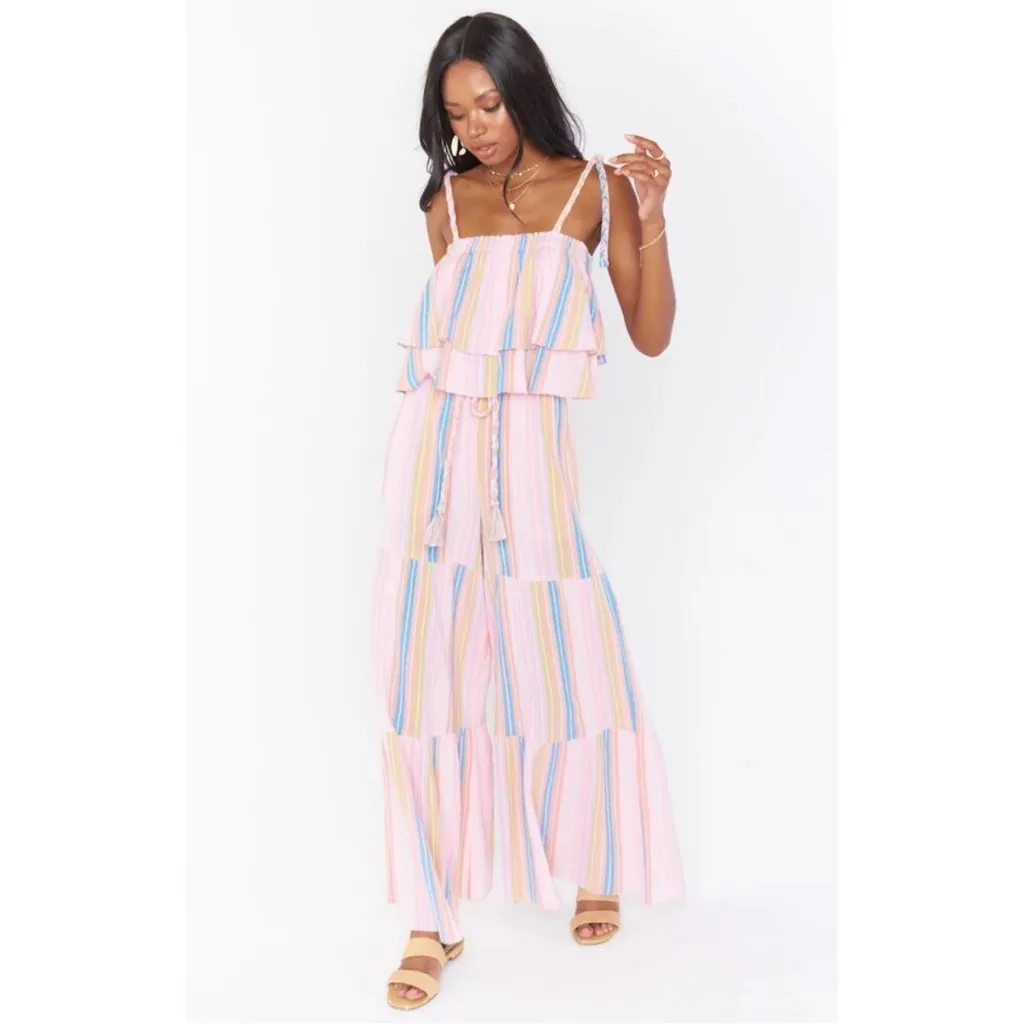 Show Me Your Mumu Paradise Stripe Set Klum Ruffle Top Serafina Pants - Image 2
