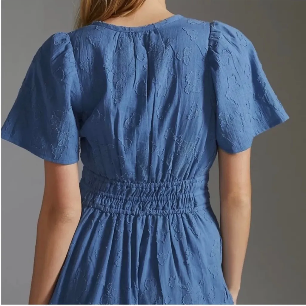 Anthropologie The Somerset Textured Mini Dress in Blue Size XL - Image 2