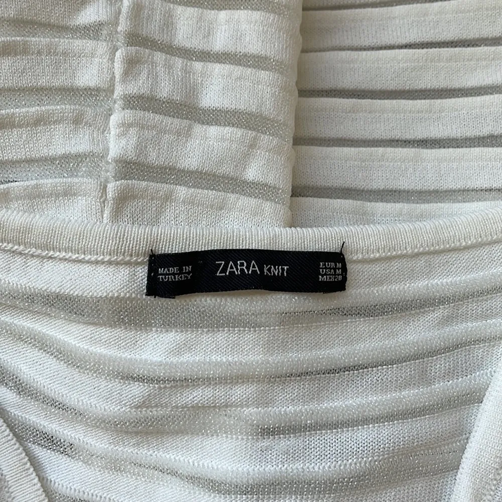 Zara cute panel stripe white loose top - Image 6