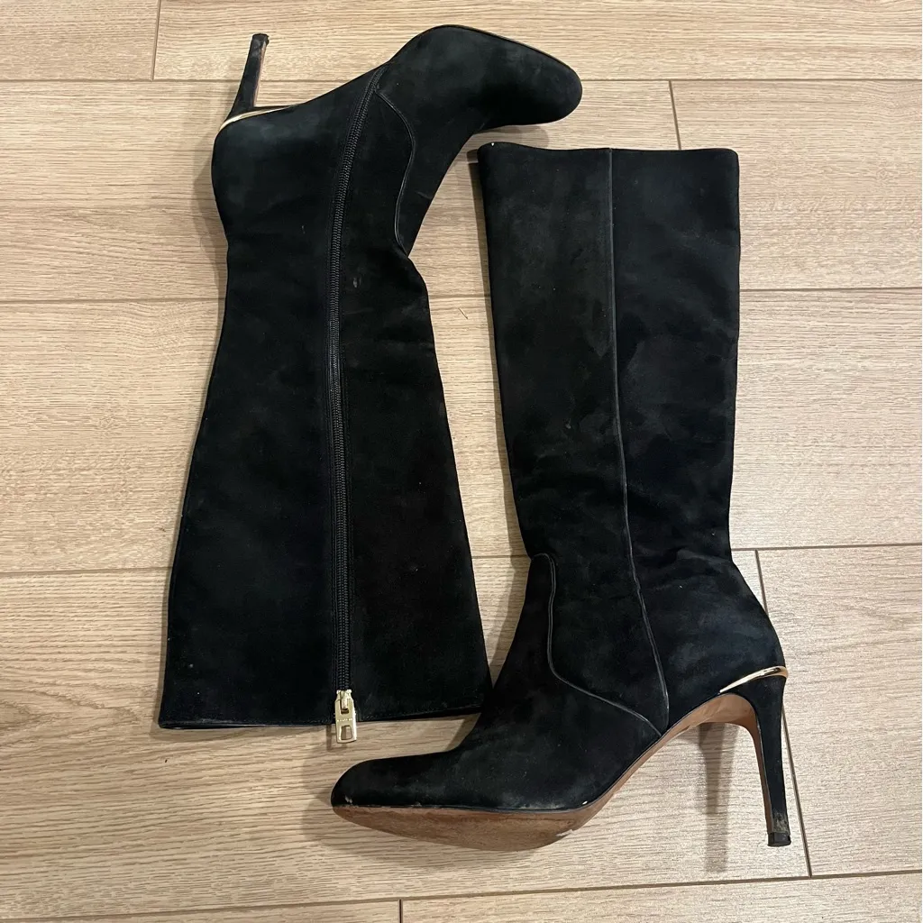 Coach  Roma Black Tall Suede Heeled Knee High Boot Leather Size 10 - Image 4