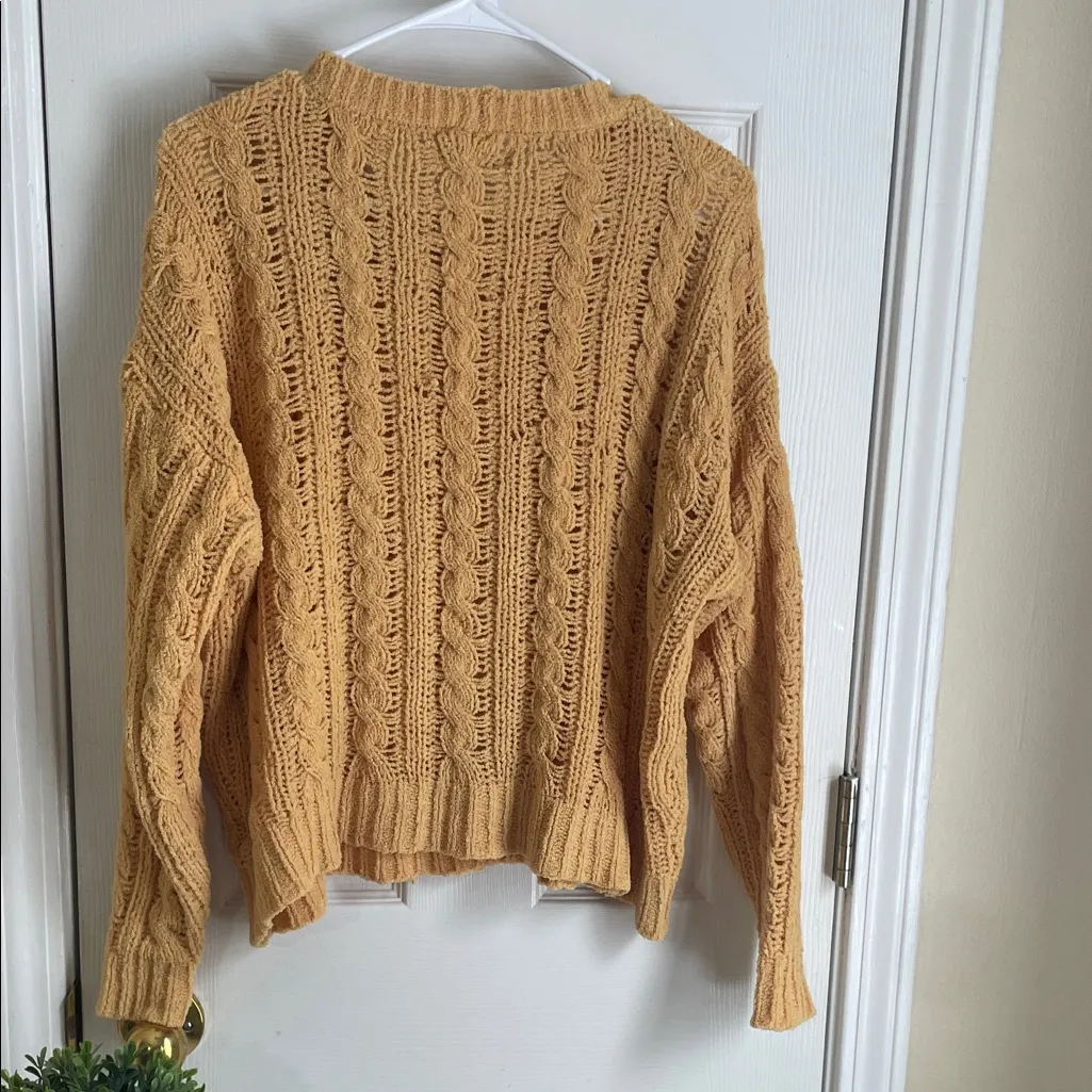 American Eagle Outfitters Mustard Cable Knit Sweater - Image 4